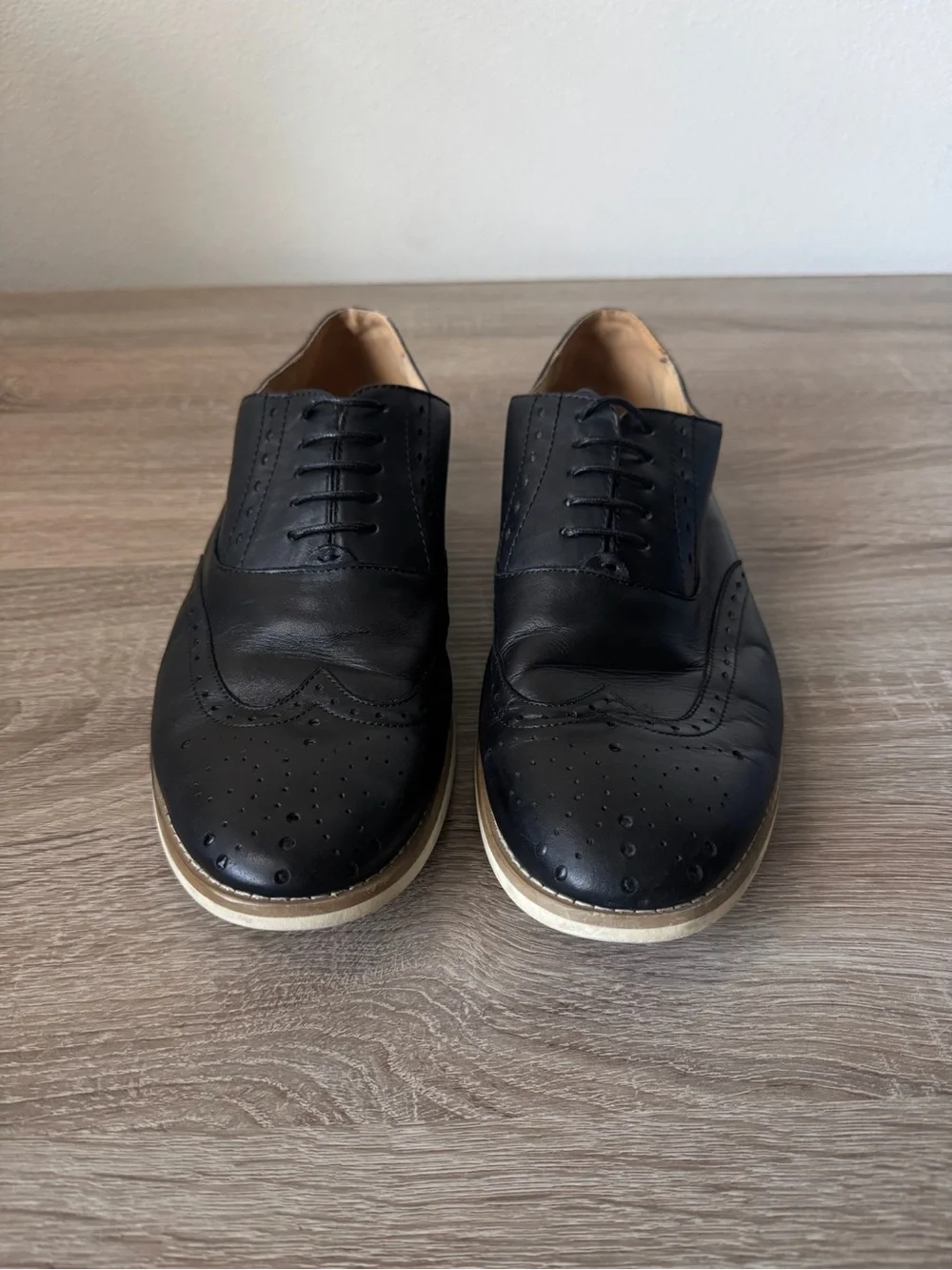 Steve‎ Madden Bolten Wingtip Oxford Shoes Mens 12 Black Leather Casual Dress